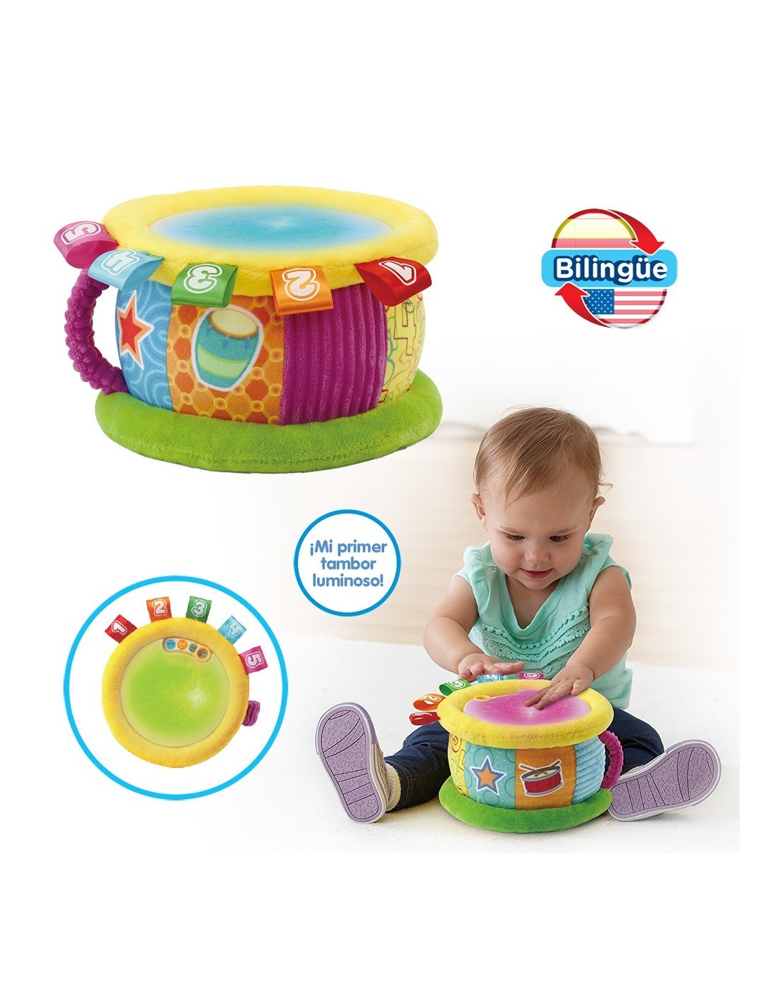 Tambor luces m&aacute;gicas para beb&eacute;s de 1 a&ntilde;o